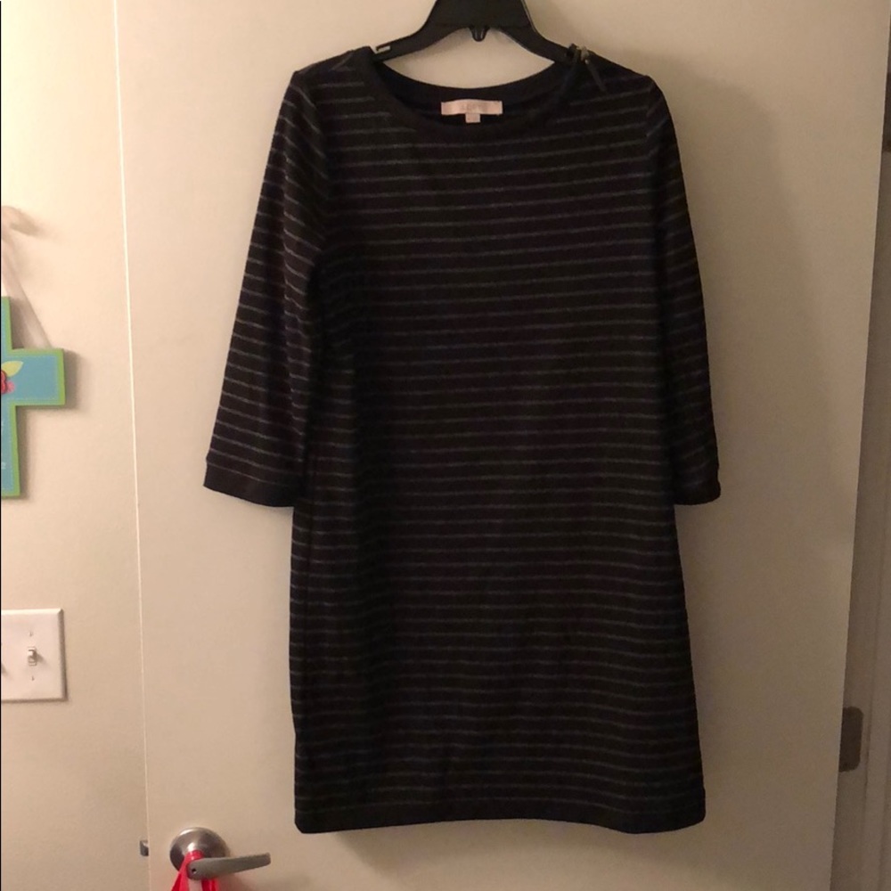 Black/ Grey Striped Wool Dress